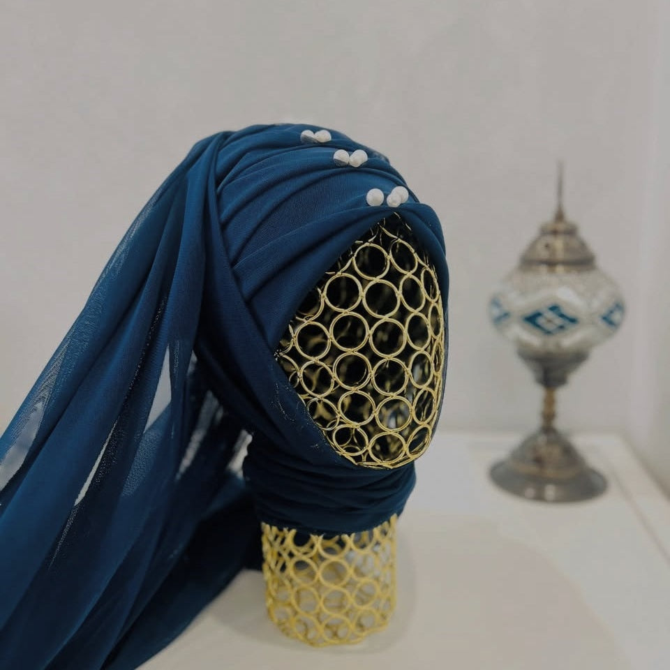 Sapphire Pearl - Turbante de ocasión especial con microperlas