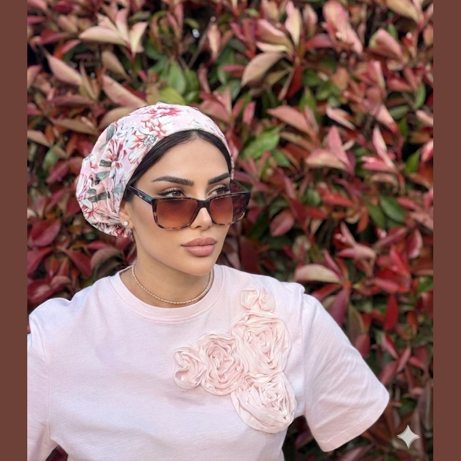 MIMOUNT COUTURE dusty pink floral gauze turban front close-up